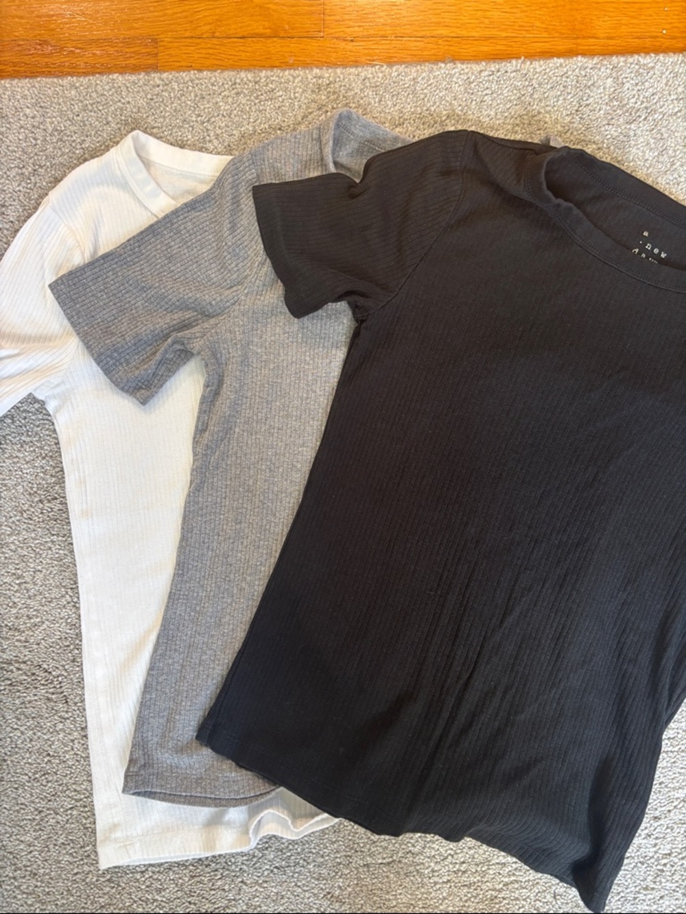 a new day Ribbed Tee Trio - Black, White, Gray